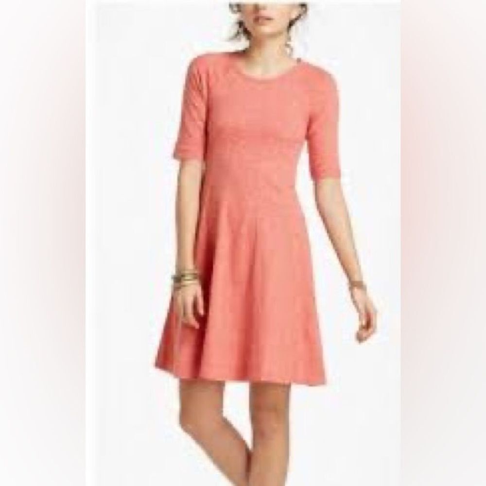 Ganni‎ Jersey Knit Threaded Trails Swing Dress Medium Anthropologie coral